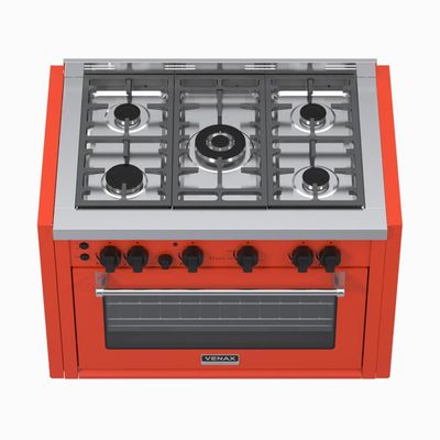 Fogao a Gas de Embutir 5 Bocas Venax Temis Vermelho 110v