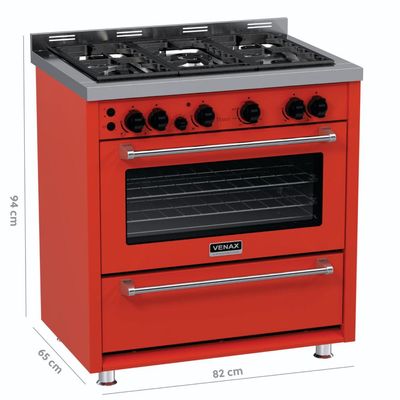Fogao a Gas 5 Bocas Venax Temis Vermelho 110v