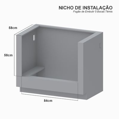 Fogao a Gas de Embutir 5 Bocas Venax Temis Branco 220v