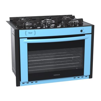 FOGAO A GAS DE EMBUTIR GAUDI PRISMA VITREO BL 5Q AZUL GAS GLP