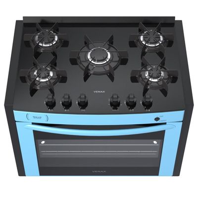 FOGAO A GAS DE EMBUTIR GAUDI PRISMA VITREO BL 5Q AZUL GAS GLP