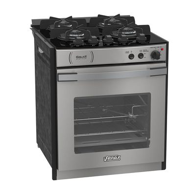 Fogao a Gas de Embutir 4 Bocas Venax Gaudi Platinum Vitreo Inox 220v