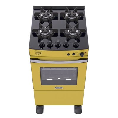 Fogao a Gas 4 Bocas Venax Gaudi Vetro Vitreo Amarelo 110v