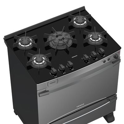 Fogao a Gas 5 Bocas Venax Palladio Vitreo Inox 110v