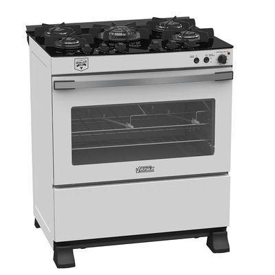 Fogao a Gas 5 Bocas Venax Gaudi Vetro Vitreo Branco 220v