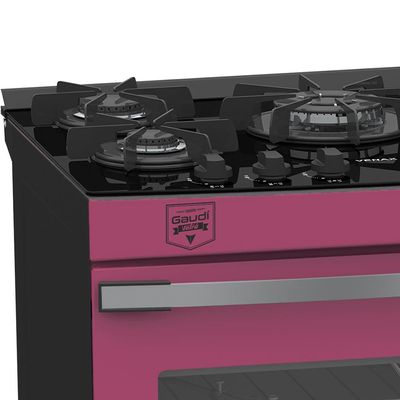Fogao a Gas 5 Bocas Venax Gaudi Vetro Vitreo Pink 110v