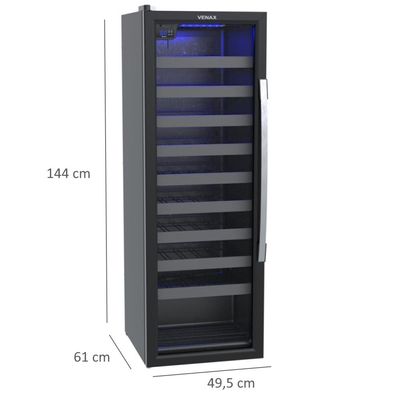 Adega de Vinhos Venax 50 Garrafas Piubella Preto Porta Invertida 110v