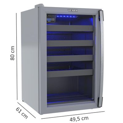 Adega de Vinhos Venax 24 Garrafas Piubella Cinza Porta Invertida 220v