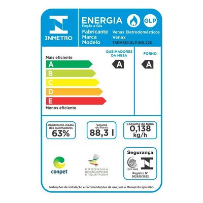 Fogão De Embutir Venax 5 Bocas Temis Gas Glp Inox 220V