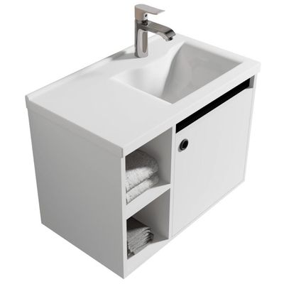 Conj Gabinete C/ Espelheira E Cuba Para Banheiro Adonis Branco Com Preto