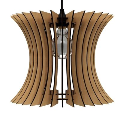 Luminária Teto Tipo Pendente Curva Mdf - Completa Mdf Cru