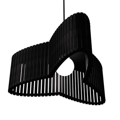 Luminária Pendente Trevo Modelo Ripado Preta