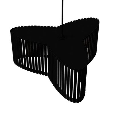 Luminária Pendente Trevo Modelo Ripado Preta