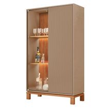 Cristaleira Porta De Vidro Com Led 90cm Lucca Areia/freijó C01 - Mpozenato