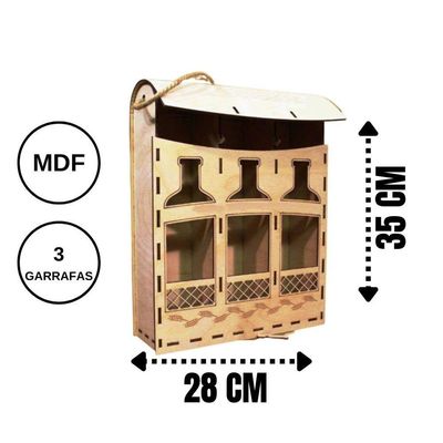 Mini Adega Mdf Para 03 Garrafas