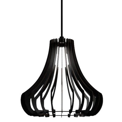Luminária Teto Tipo Pendente Gancho Mdf Completa - Preta