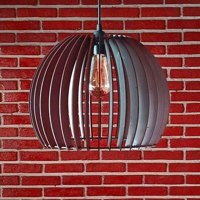 Luminária Teto Tipo Pendente Em Mdf Universo - Completa Marrom