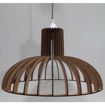 Luminária Teto Tipo Pendente Em Mdf - Completa - Marrom