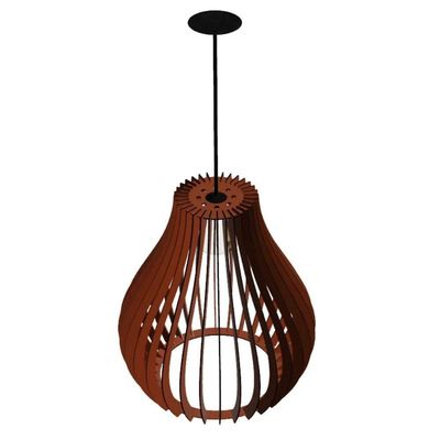 Luminária Teto Tipo Pendente Antares Mdf Completa - Marrom