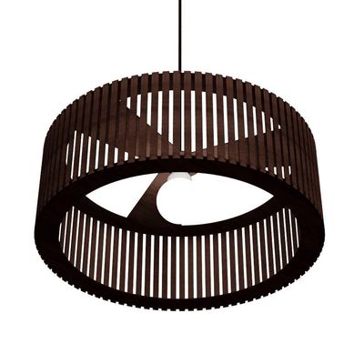 Luminária Pendente Vênus Modelo Ripado - Marrom