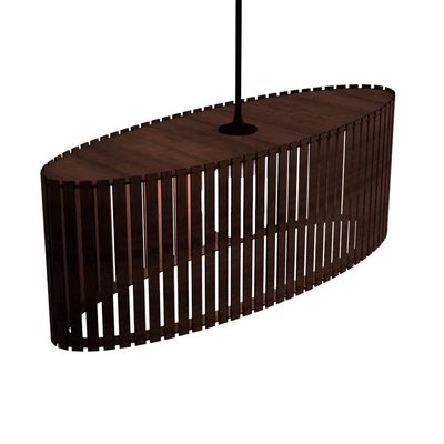 Luminária Pendente Zepelim Modelo Ripado Marrom