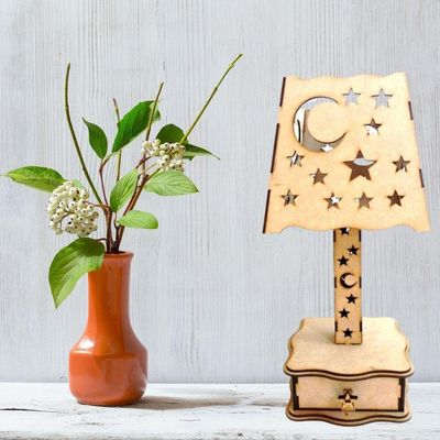 Abajur De Mesa Estrelado Em Mdf