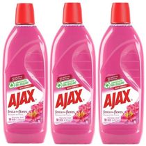 Kit 3 Limpador Ajax Festa Das Flores Bouquet De Flores 1 Litro