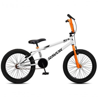 Bicicleta Aro 20 Bmx Rv-x Aero Freio V-brake Infantil Branco Laranja