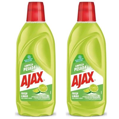 Kit 2 Limpador Diluível Ajax Fresh Limão Limpeza Pesada 500ml