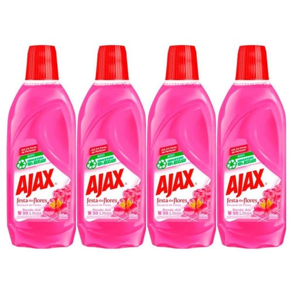 Kit 4 Limpador Ajax Festa Das Flores Bouquet De Flores 500ml