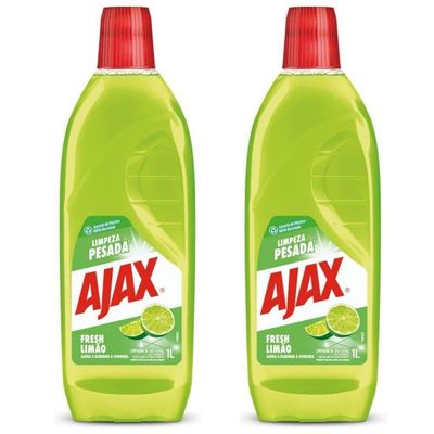 Kit 2 Limpador Ajax Fresh Limão Limpeza Pesada 1 Litro