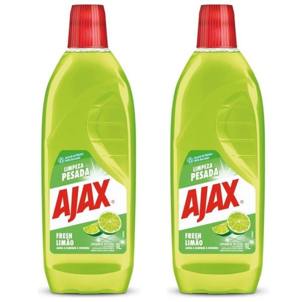 Kit 2 Limpador Ajax Fresh Limão Limpeza Pesada 1 Litro