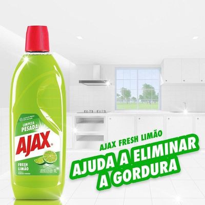 Kit 2 Limpador Ajax Fresh Limão Limpeza Pesada 1 Litro