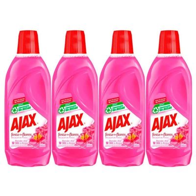 Kit 4 Limpador Diluível Ajax Festa Das Flores Bouquet De Flores 500ml