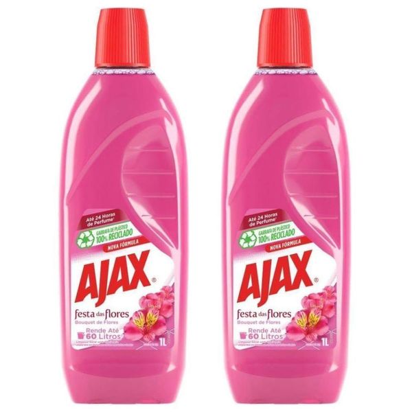 Kit 2 Limpador Ajax Festa Das Flores Bouquet De Flores 1 Litro