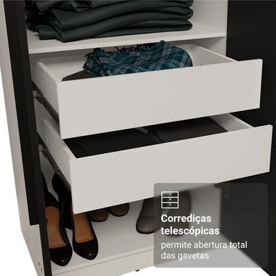 Guarda-roupa Casal 6 Portas Batentes Com Espelho Venus Madesa Branco/preto