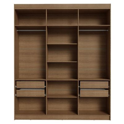 Guarda-roupa Casal 6 Portas Batentes Com Espelho Venus Madesa Rustic/preto