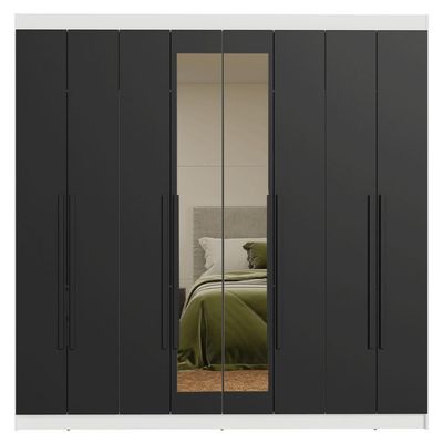 Guarda-roupa Casal 8 Portas Batentes Com Espelho Venus Madesa Branco/preto