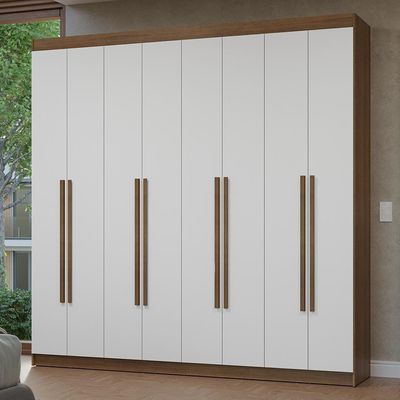 Guarda-roupa Casal 8 Portas Batentes Netuno Madesa Rustic/branco