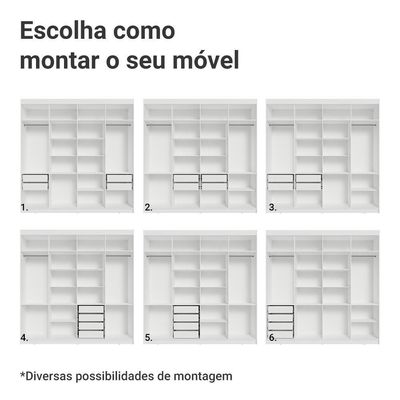 Guarda-roupa Casal 8 Portas Batentes Saturno Madesa Branco/preto