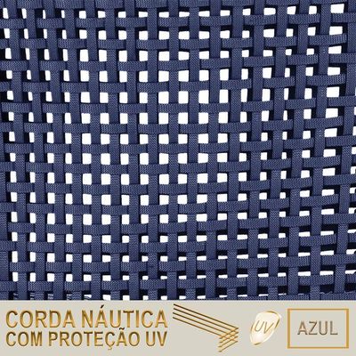 06 Cadeiras Floripa Alumínio Pintura Preta Trama Original Azul