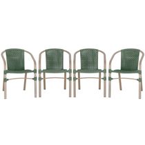 04 Cadeiras Floripa Aluminio Pintura Fendi Trama Original Verde