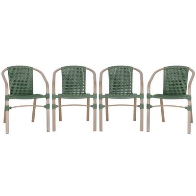 04 Cadeiras Floripa Aluminio Pintura Fendi Trama Original Verde