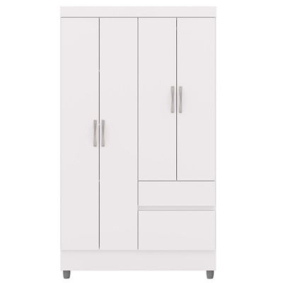 Guarda Roupa Solteiro 103cm Com 4 Portas Ideal Flex Branco - Vila Rica