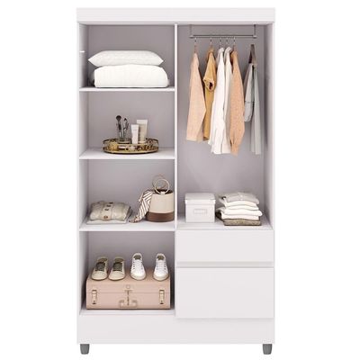 Guarda Roupa Solteiro 103cm Com 4 Portas Ideal Flex Branco - Vila Rica