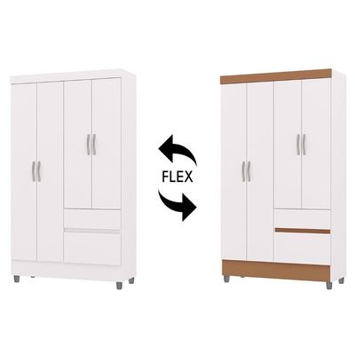 Guarda Roupa Solteiro 103cm Com 4 Portas Ideal Flex Branco - Vila Rica