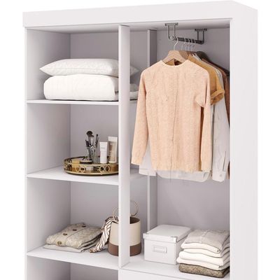Guarda Roupa Solteiro 103cm Com 4 Portas Ideal Flex Branco - Vila Rica