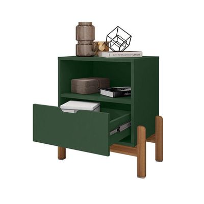 Mesa De Cabeceira Antares Essenziale Com 1 Gaveta 52cm Verde Oliva