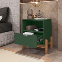 Mesa De Cabeceira Antares Essenziale Com 1 Gaveta 52cm Verde Oliva