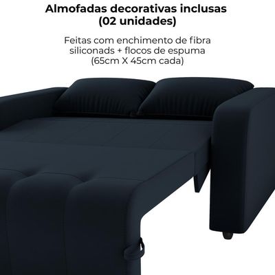 Sofa Cama 2 Lugares 138 Cm Amora Veludo Inca E451 Preto Milani Store Preto